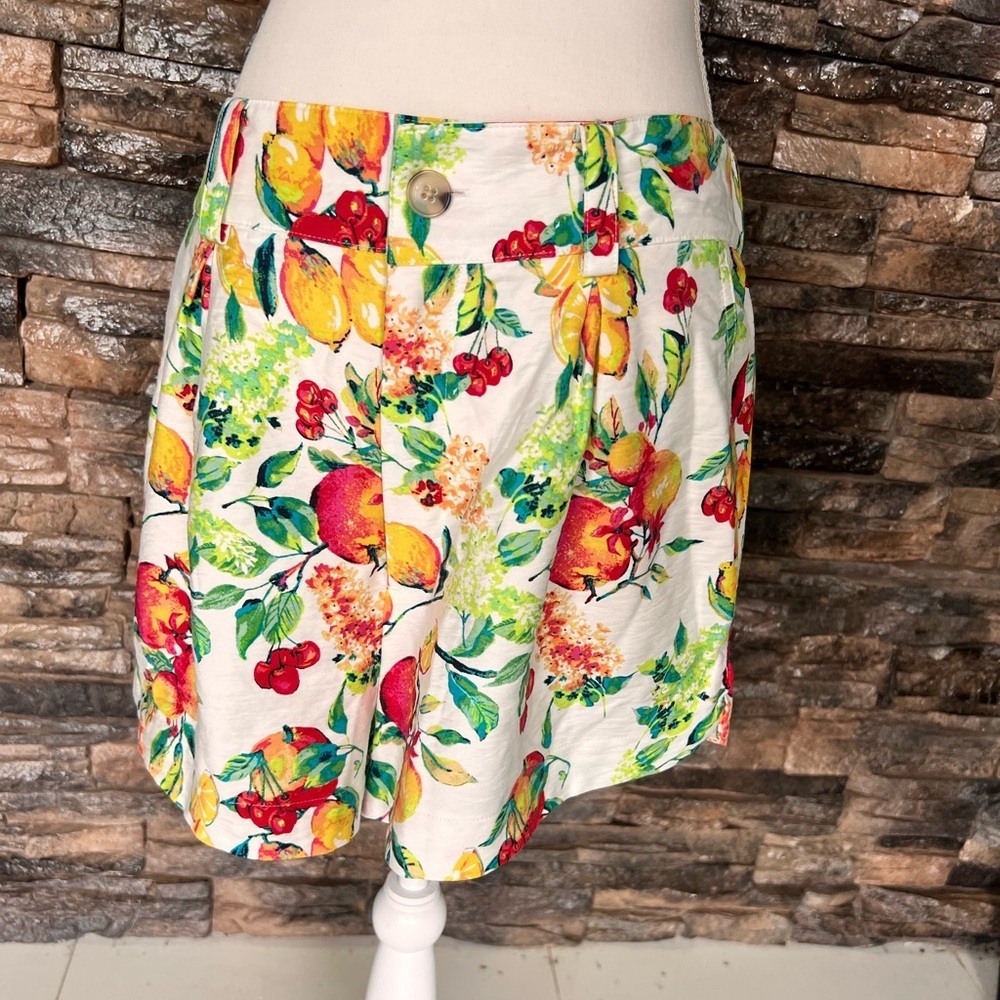 White Floral Fruit Print Shorts - Picture 2 of 16